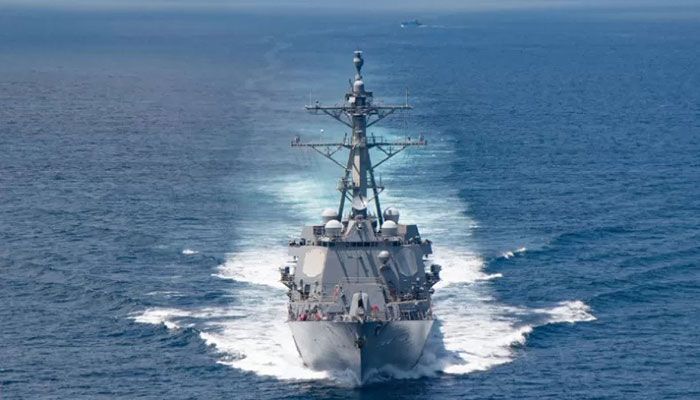 In this handout image courtesy of the US Navy taken on August 27, 2021 the AI Arleigh-burke class guided-missile destroyer USS Kidd (DDG 100) transits the Taiwan Strait during a routine transit. || AFP Photo